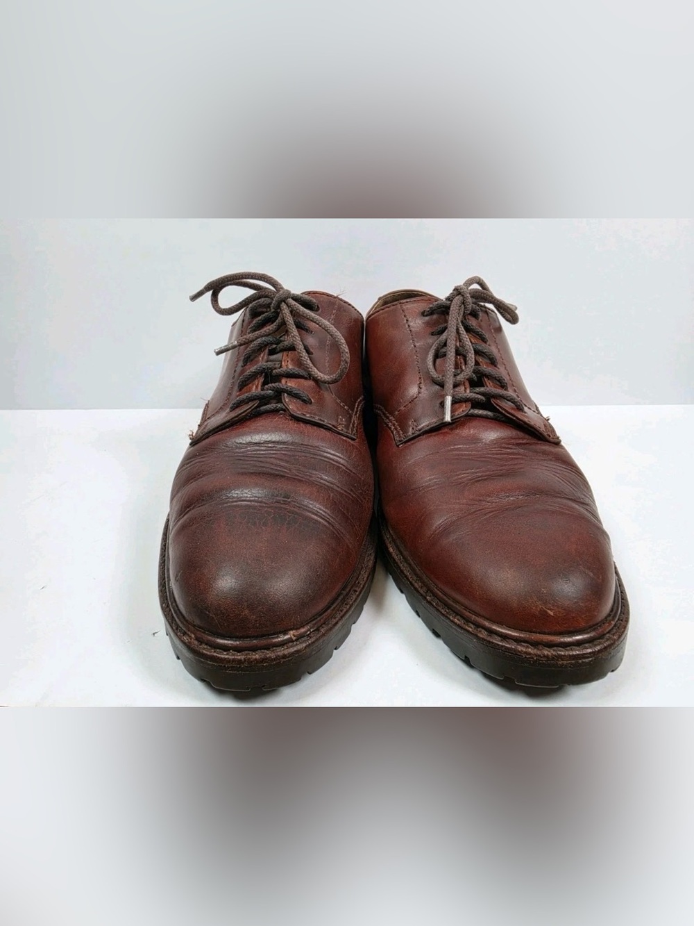 Vtg Polo Ralph Lauren Country Men Leather Derby Shoes Brown Lug Sole 10D - Picture 6 of 12